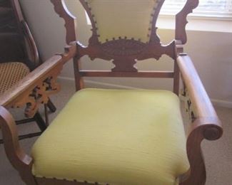 Ornate Carved Wood Framed Rocker