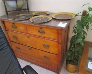 3-Drawer Chest, Marble Top, Pin & Cove Joints