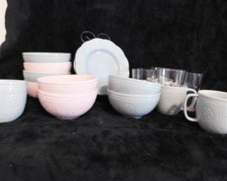 Pastel Pink & Grey Bowls & Cups