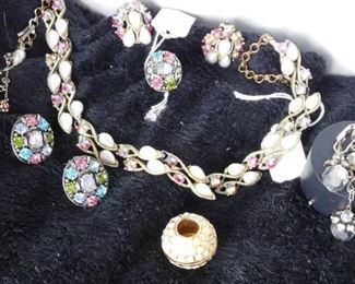 Faux Pearl Earrings &  BSK Choker Crystal Necklace & More