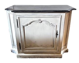 Elegant Distressed Luca White Buffet Base with Marble Top