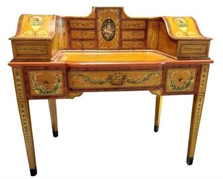 Gorgeous Late 20th Century Hand Painted Carlton House Style Writing Desk