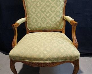 Lovely French Louis XV Style Desk Chair Mint and Cream Upholstery