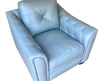 Mint Green Leather Oversize Arm Chair