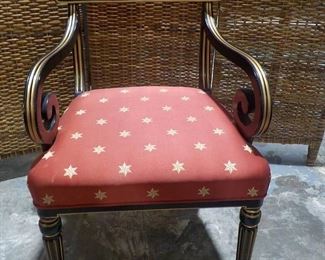 Nice Hollywood Regency Style Arm Chair with Star Pattern Fabric Seat from Hickory Chair Factory