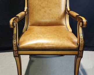 Very Ornate Louis XVI Style Leather Desk Chair