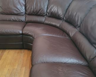 Brown leather sectional 