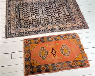 (2PC) ORIENTAL RUGS | Including one with an overall pattern, the other with medallions. - l. 56 x w. 36 in (Black/Tan)