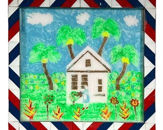 MAKILI (1920-1996) KEY WEST | Key West Fl. "Makiki House"
Makili, AKA Geraldo Alfonso
Signed and dated 1996 on verso
With custom-made mirrored frame by artist. -  l. 19.75 x h. 18.5 in (With Frame)