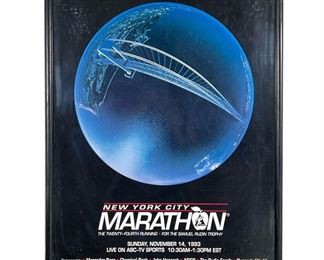 1993 NYC MARATHON POSTER | Print ad poster for the 1993 New York City marathon; framed behind glass. - l. 29.5 x w. 23 in (overall)