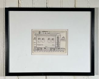 JACK SAVITSKY (1910-1991) | Reading RR
Drawing, ink on paper
Signed and dated 1978. - l. 6.25 x h. 4.25 in (sheet)