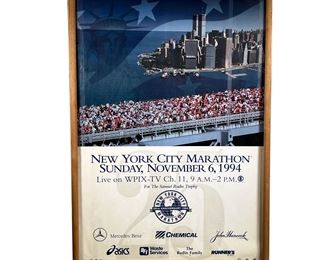 1994 NYC MARATHON POSTER | Print ad poster for the 1994 New York City Marathon; framed behind glass. - l. 34.5 x w. 23 in (overall)