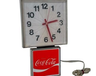COCA COLA CLOCK | Coca Cola Lighted Clock by Ingress-Plastine, Crawfordville, Indiana.  Model G-011. -  l. 12 x w. 5.5 x h. 20 in