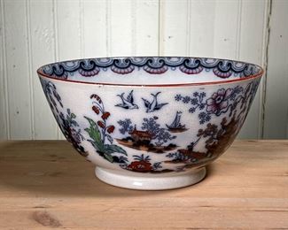 CORK & EDGE "HONG" PATTERN BOWL | Cork & Edge Bowl in Hong pattern.
Earthenware and ironstone manufacturers in Queen Street, Burslem, Stoke-on-Trent, England  1846-1860
No damage noted. - h. 5 x dia. 10 in