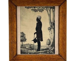 SILHOUETTE OF ANDREW JACKSON | Silhouette of Andrew Jackson printed on canvas after the original work by William Henry Brown. -  l. 11.5 x h. 12.5 in (With Frame)