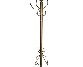 BRASS HALL TREE | Brass coat rack with eagle finial. - h. 74 in