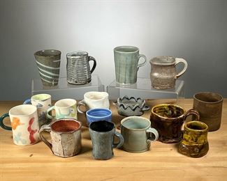 MEG SMEAL POTTERY GROUP | Handmade Art Pottery by Meg Smeal and other potters. Includes Cups and Mugs. - h. 3 x dia. 4 in (Pink Cup)