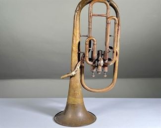 COUESNON & CO. CORNET PARIS | Couesnon & Co. Brass Coronet Marked Paris Chateau-Thierry. - l. 20.5 x w. 11 in