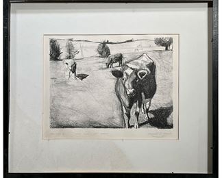 MONICA CHURCH ENGRAVING | Pencil signed lower right - subject 15 x 11 in. -  w. 25.5 x h. 21 in (frame)