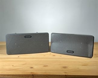 SONOS SPEAKERS (PAIR) | Pair of Sonos Speakers Model Play 3.  Not Tested. -  l. 10.5 x w. 6.25 x h. 5 in