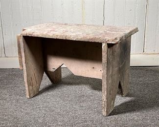 WOOD WORK STOOL | Handmade work stool or small bench. - l. 20.5 x w. 11 x h. 13.5 in