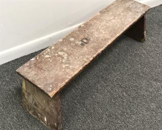 VINTAGE WOOD STOOL | Vintage Wood Stool with splayed ends. Wire support.  Sturdy. - l. 30 x w. 7.5 x h. 9.5 in