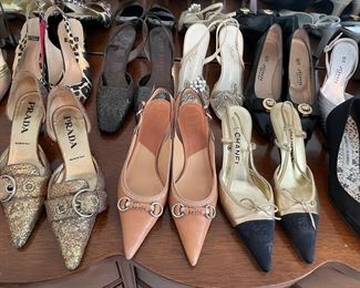 Designer shoes:  Prada, Christian Dior, Channel, St. John, Stuart Weitzman, Anne Klein, and more (sizes: US  7 - 7.5, Euro:  36-37.5)