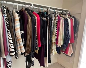 Designer clothing separates:  silk shirts, skirts, jackets, sweaters (sizes 4 - 8, and S - M)