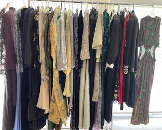 large collection of evening, black tie, and vintage ball gowns (range of sizes:  S - L)