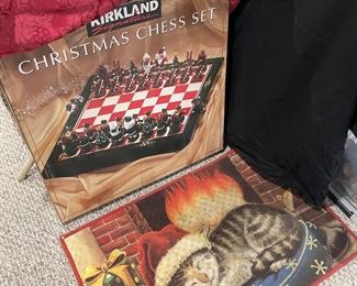 Christmas chess set and mat