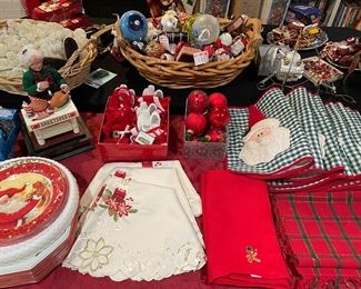 Holiday napkins and ornaments