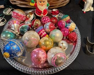 Mercury glass and vintage ornaments