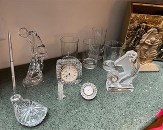 Baccarat glassware, Waterford clocks and glassware