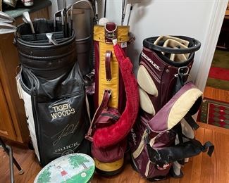 Golf bags:  Tiger Woods; FSU and Seminoles; Travel Bag; clubs and more!