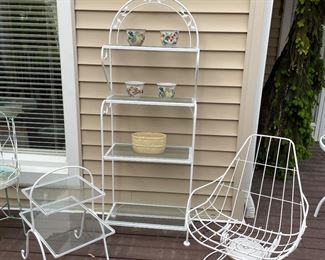 4-tier plant stand, 2-tier plant stand; MCM rocker chair