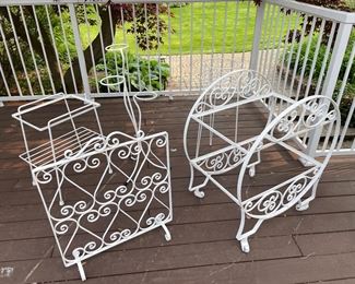 vintage bar cart and plant stands
