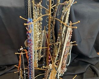 An assortment of fashion costume necklaces