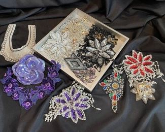 Beaded Appliques and large pins