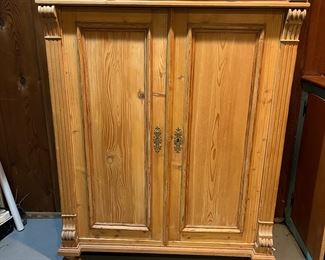 vintage pine storage cabinet