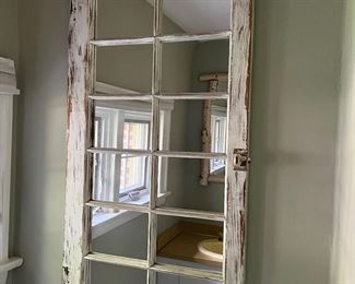 chippy white multi-paned window mirror