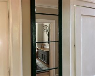 framed vintage window mirror