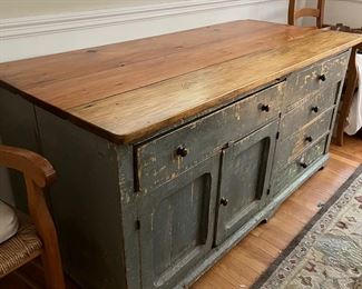 antique primitive cupboard - work surface - great for kitchen island or retail store counter