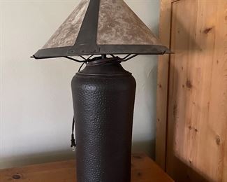 arts & crafts style metal lamp