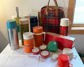 Vintage thermos and plaid