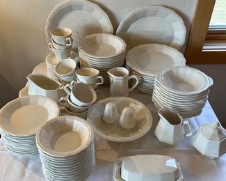 Large quantity of white ironstone dishes