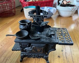 Vintage Crescent cast iron stove miniature