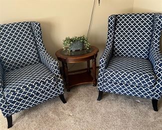 Navy and white chairs from Pier 1