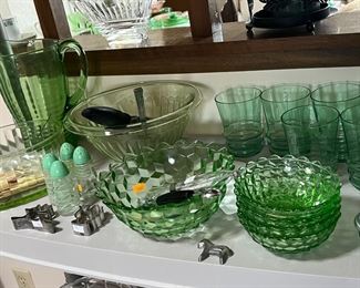 Green depression kitchen items