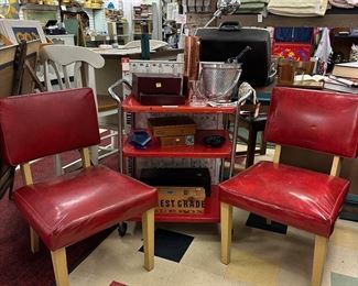 Barcart and chairs. 