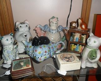 Collection of cat tea pots